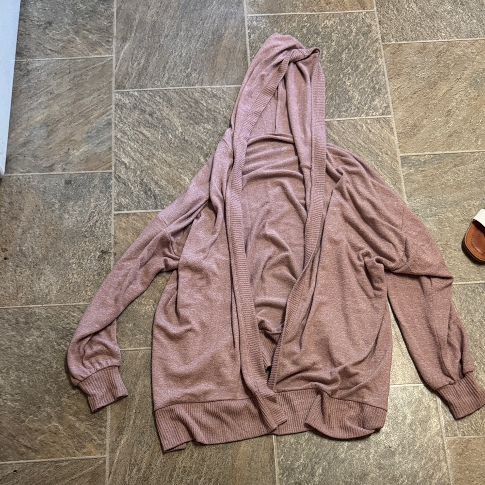 American Eagle Outfitters Mauve Hooded Cardigan